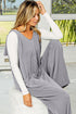 Corded Tie Straps V Neck Wide Leg Jumpsuit